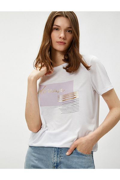 Koton Tricou imprimat cu paiete și mânecă raglan