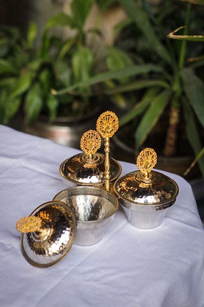 ANTEPSEPETİ Copper Silver Plated 3-Piece Spice Shaker