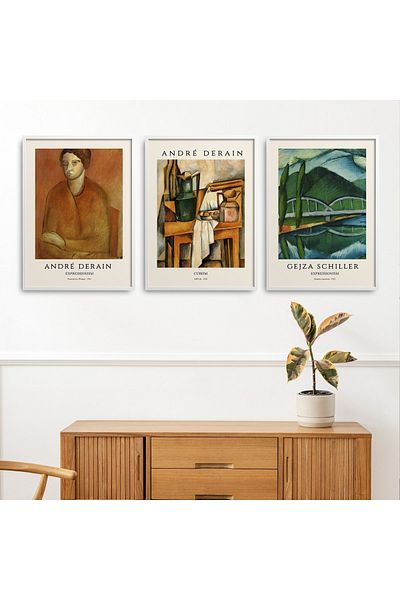 HOMEPACK Σετ ζωγραφικής με κορνίζα 3 τεμαχίων Andre Derain, Gejza Schiller Classic Works Hpn145