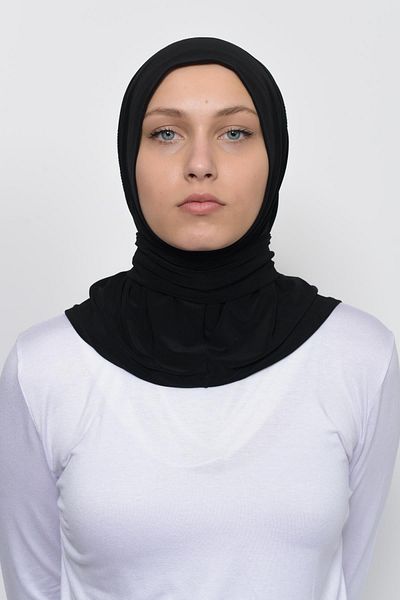 Altobeh Έτοιμο κασκόλ με φράχτη - Μαύρο Hijab