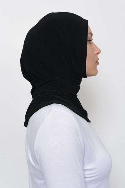 Altobeh Έτοιμο κασκόλ με φράχτη - Μαύρο Hijab