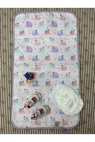 Aşkın Parti Evi Baby Changing Mat Care Pad Cover Liquid Proof Elephant