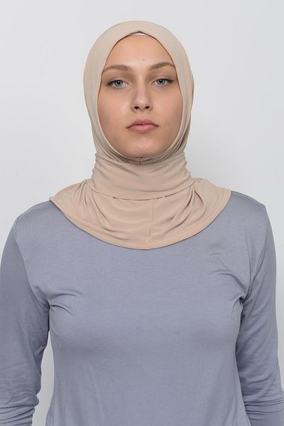 Altobeh Σετ μπεζ Hijab και έτοιμο κασκόλ