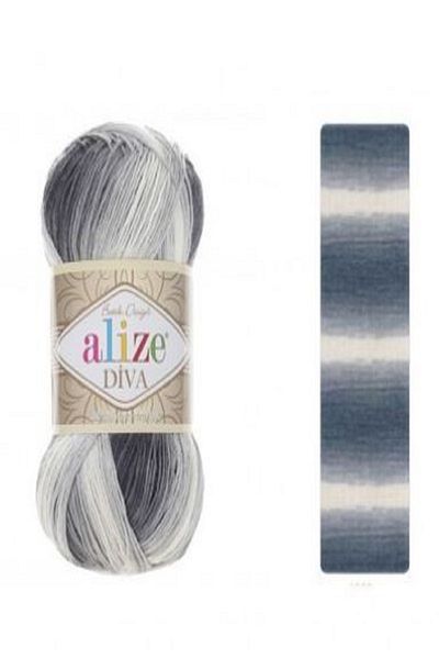 Alize Diva Batik Patterned Black-White 1 Piece Colar: 1900