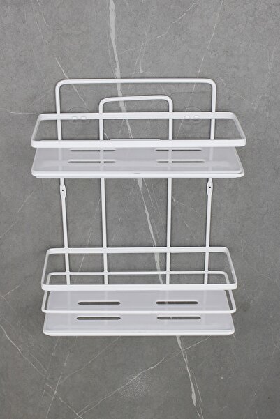 HIMYHOME Λευκό ανοξείδωτο ράφι μπάνιου και καλλυντικών με κρυστάλλινο ράφι διπλό ράφι μπάνιου