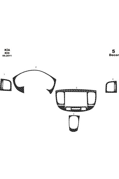meriç cockpit design ميريتش ®   كيا ريو توربيدو امامي كربون 5 قطع 2011-2016