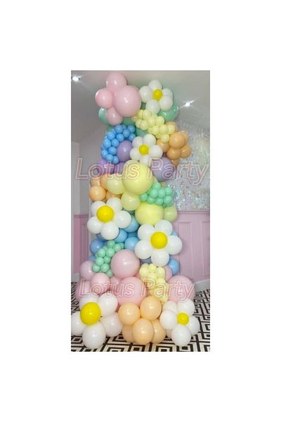 LOTUS PARTY Special Day Daisy Macaron Balloon Chain Set - Macaron Balloon White Balloon Daisy Making Apparatus