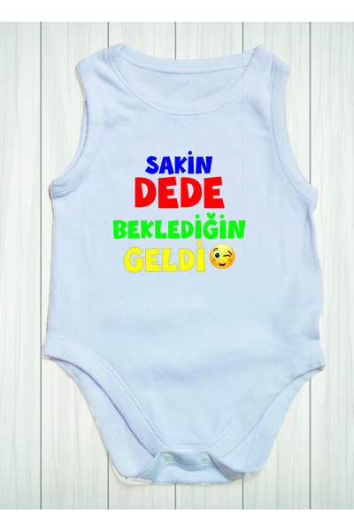 SPACE DRESS Calm Grandpa You've Waited Came Printed Cotton Baby Bodysuit