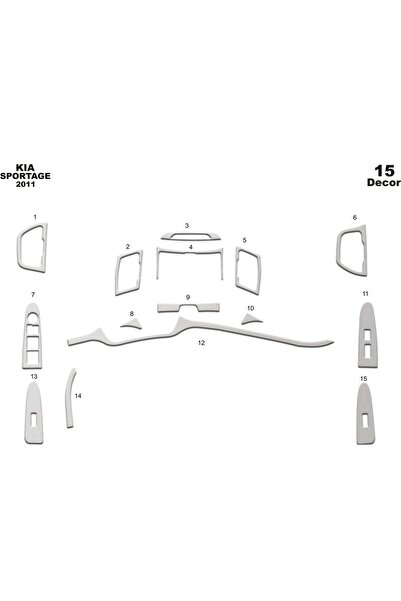 meriç cockpit design ميريتش ®   كيا سبورتاج توربيدو امامي مطلي الومنيوم 15 قطعة 2011-2016