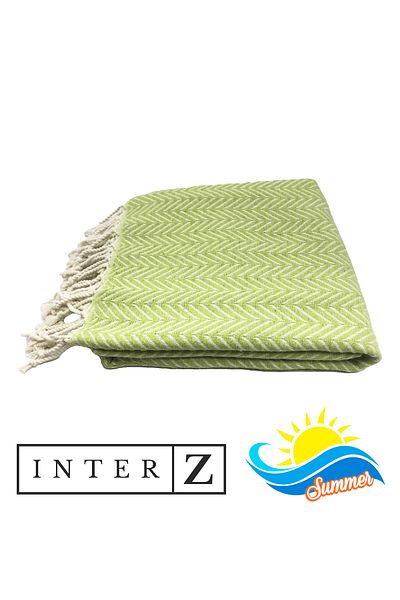 INTER Z Σετ 2 πετσέτες θαλάσσης Peshtemal, 100% βαμβάκι, Xxl 100x180cm, Marmaris, Πράσινο Φιστίκι Κόκκινο