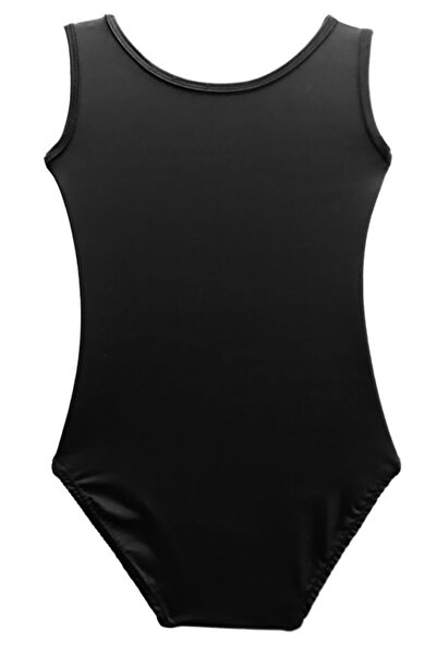 LULLY KİDS Черно безръкавно трико за балет и гимнастика за момичета с лодкаобразно деколте