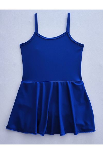LULLY KİDS Girl's Saks Blue Rope Strap Skirt Swimsuit