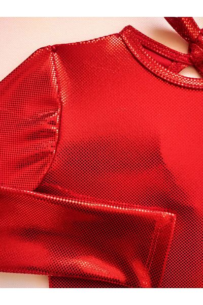 LULLY KİDS Lully Kids Girl Child Shiny Red Gymnastics Ballet Leotard Body Swimsuit