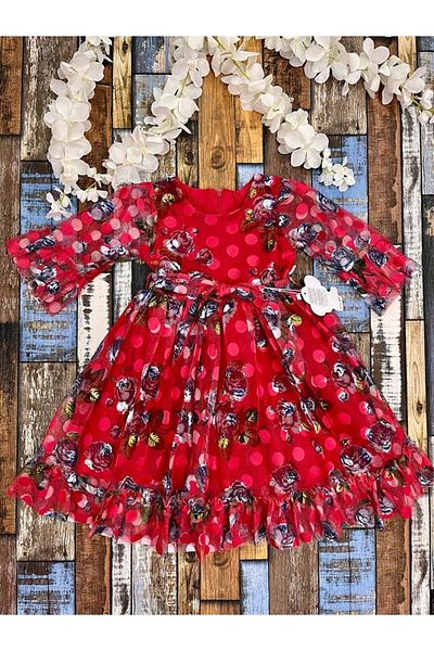 Esterella Girl's/Graduation Dress/Prom Dress/Rose Patterned Tulle Evening Dress 1 Piece.