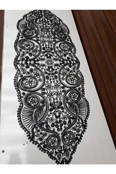 erayceyiz Siyah Renk Tek Parça Fransız Güpür Runner