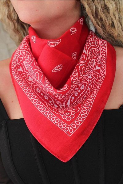 sema aksesuar Red 100% Cotton Unisex Ethnic Patterned Bandana Scarf - Bracelet