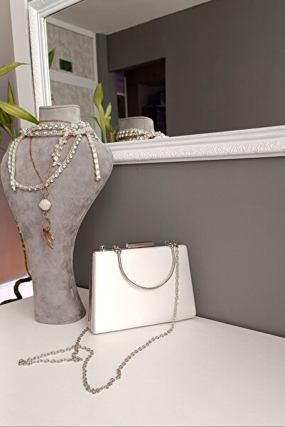 LA CALZATURE Βραδινό φόρεμα Mother of Pearl Satin Hand Chain βραδινό φόρεμα Γυναικεία τσάντα