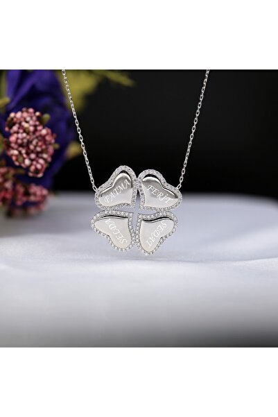 Takı Boom Isimli Aile Kolyesi 4 Lü Kalp Gümüş Kolye