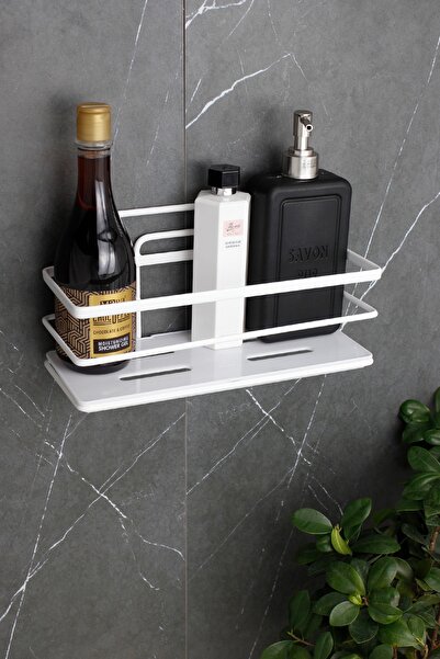 HIMYHOME Kristal Raflı Paslanmaz Banyo Ve Kozmetik Makyaj Düzenleyici Beyaz Ş...