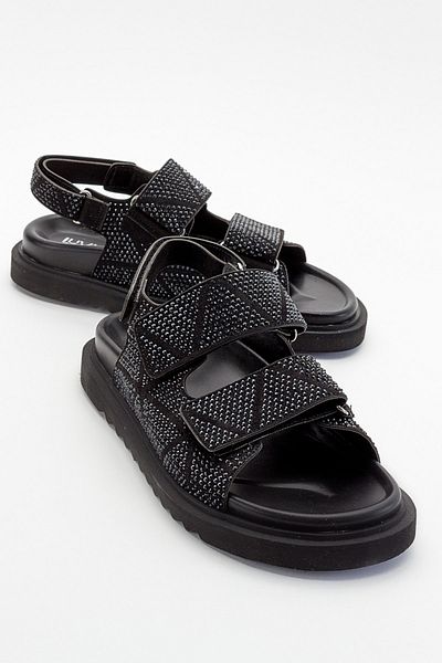 LuviShoes Schwarze Steinsandalen für Damen von Mellom
