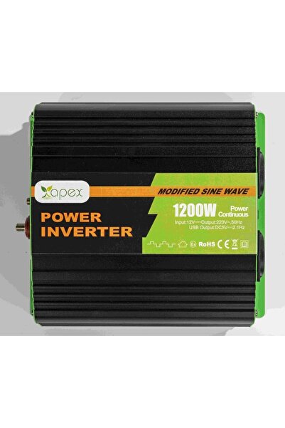 Apex 1200 W Watt 12 V Volt Modifiye Sinüs Inverter Invertör 220 Dönüştürücü Çevirici