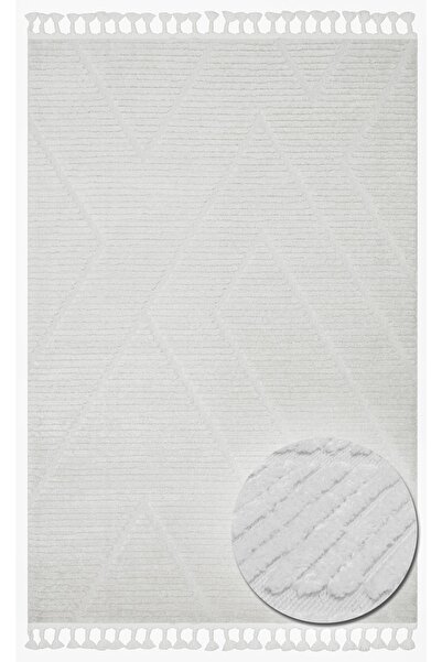 Eko Halı Terazzo Trz 08 White Hav Toz Vermez Etnik Modern Desenlere Sahip Yum...