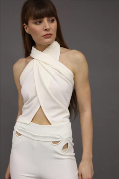 Lefon Women's Wrap Arround Blouse White