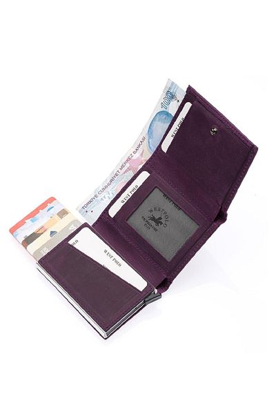 Westpolo Safari Genuine Leather Unisex Mechanical Wallet with Plenty of Card Holder Compartments