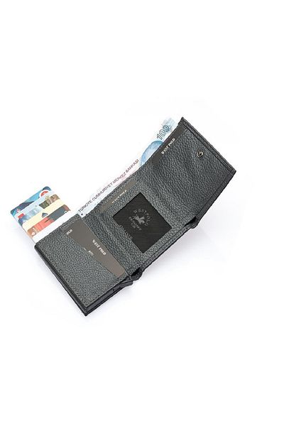 Westpolo Πορτοφόλι Safari Unisex Mechanism από γνήσιο δέρμα με πολλές θήκες για κάρτες