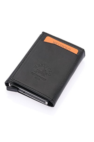 Westpolo Safari Genuine Leather Unisex Mechanical Wallet with Plenty of Card Holder Compartments