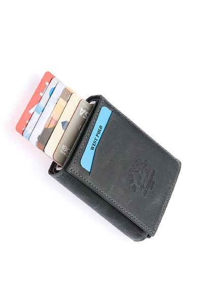 Westpolo Safari Genuine Leather Unisex Mechanical Wallet with Plenty of Card Holder Compartments