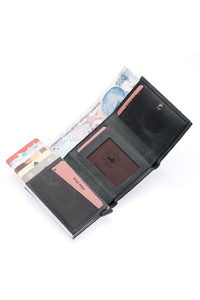 Westpolo Safari Genuine Leather Unisex Mechanical Wallet with Plenty of Card Holder Compartments