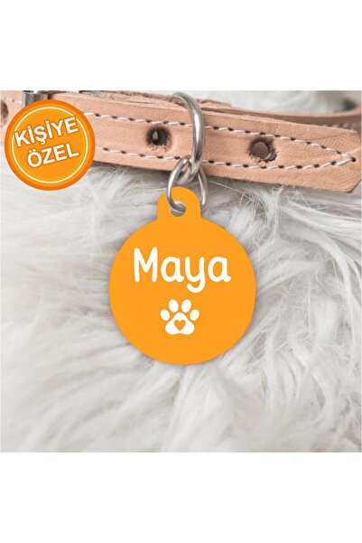 PATİMİO Isme Özel Çelik Kedi Köpek Isimlik Künyesi Kırmızı Renk