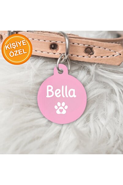 PATİMİO Isme Özel Çelik Kedi Köpek Isimlik Künyesi Açık Pembe Renk