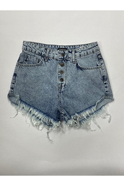 CRC JEANS Paçası Püskül Detaylı Önü Düğmeli Mom Şort