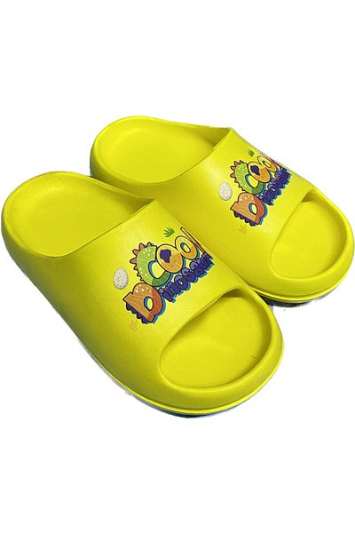 AkınalBella Children's Yellow Printed Slide Summer Slippers