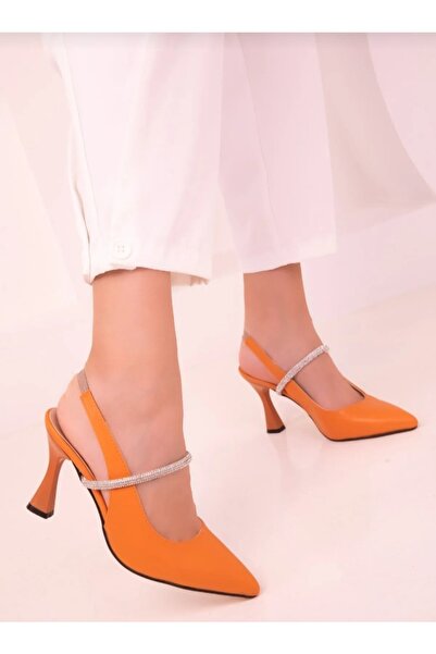 SEREL35SHOES Kadın Topuklu Ayakkabı Arkası Açık Taşlı Stiletto Topuk 9cm
