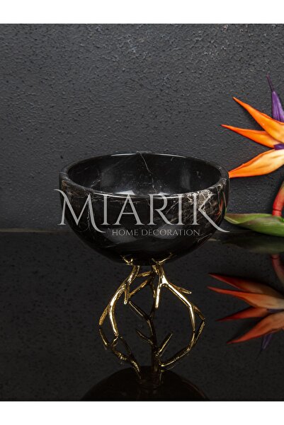 MIARIK DESIGN & DEKORASYON Mermer Kase Pirinç Geyik Boynuzu Ayak Detayli Kase