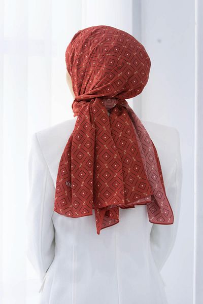 Vissona Γυναικείο πολυτελές μεταξωτό σάλι Medina Claret Red-1