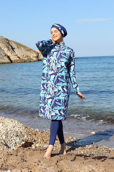 SEBOTEKS Καλσόν Oversize Design Hijab Μαγιό 3380
