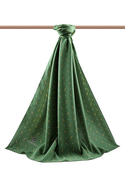 Vissona Γυναικείο σάλι πολυτελείας Medina Silk Emerald Green