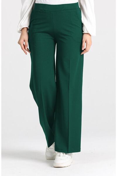 Aşkı Endam Pantaloni Miyase En Boy Lycra cu picioare largi - Smarald