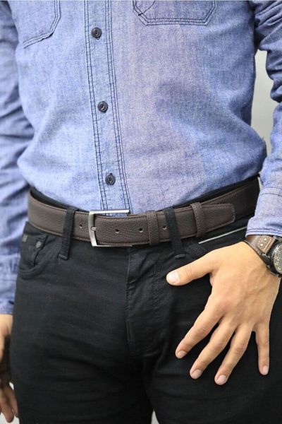GUARD Matte Leather Men's Belt 4 Cm - Brown