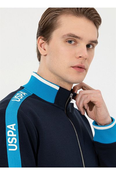 U.S. Polo Assn. Ανδρικό T-shirt Navy Blue Stand Collar - Amos