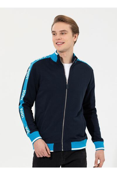 U.S. Polo Assn. Sötétkék állógalléros férfi póló - Amos