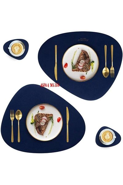 ASENA DESİGN American Service Leather Navy Blue 12 Pieces
