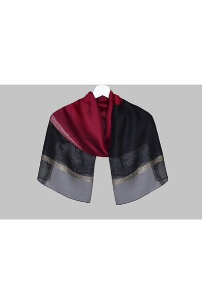 ARMANDA Silk Double Color Shawl - Red-Black