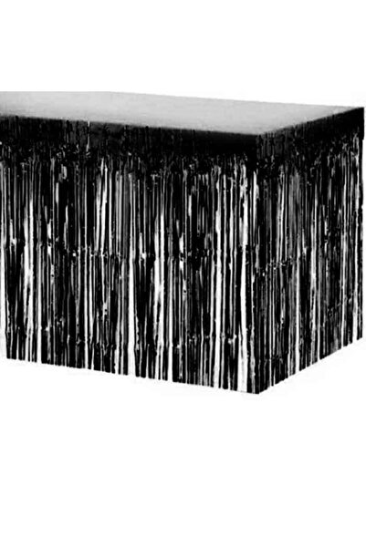 Generic Brand Black Fringed Metallized Table Skirt