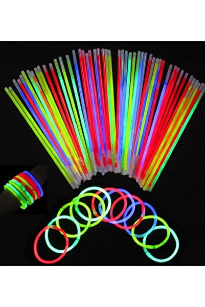 İRHANLAR Glow Stick 100 Adet Kırılan Fosforlu Çubuk Bileklik Neon Işık Parti Eğlence Malzemeleri