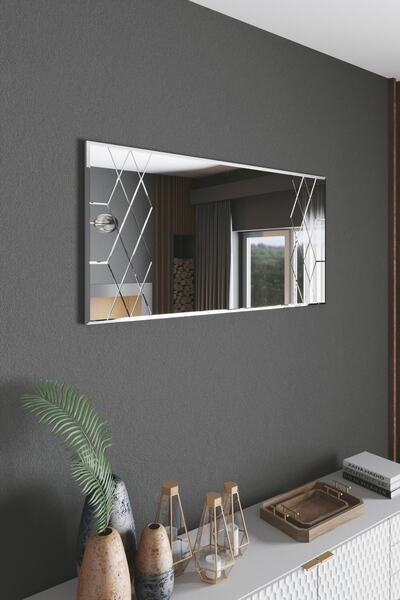 Mirrorline Dekoratif Konsol Ve Boy Aynası - Baklava - Gümüş Renk - Model017 -...